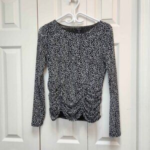 [M] RW&Co Black & White Long-sleeved Top‎ Size Medium Animal Print Lined